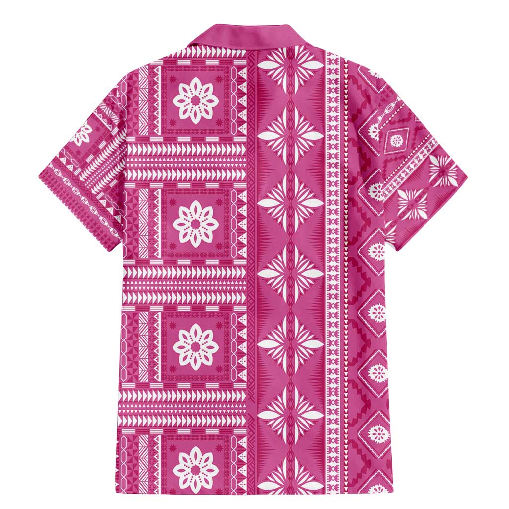 Fiji Masi All Pink Family Matching Mermaid Dress and Hawaiian Shirt Tapa Pattern - Polynesian Pride