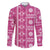 Fiji Masi All Pink Family Matching Off The Shoulder Long Sleeve Dress and Hawaiian Shirt Tapa Pattern - Polynesian Pride