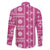 Fiji Masi All Pink Family Matching Off The Shoulder Long Sleeve Dress and Hawaiian Shirt Tapa Pattern - Polynesian Pride