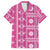 Fiji Masi All Pink Family Matching Off Shoulder Short Dress and Hawaiian Shirt Tapa Pattern - Polynesian Pride