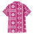 Fiji Masi All Pink Family Matching Off Shoulder Short Dress and Hawaiian Shirt Tapa Pattern - Polynesian Pride