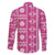 Fiji Masi All Pink Family Matching Off Shoulder Short Dress and Hawaiian Shirt Tapa Pattern - Polynesian Pride