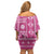 Fiji Masi All Pink Family Matching Off Shoulder Short Dress and Hawaiian Shirt Tapa Pattern - Polynesian Pride