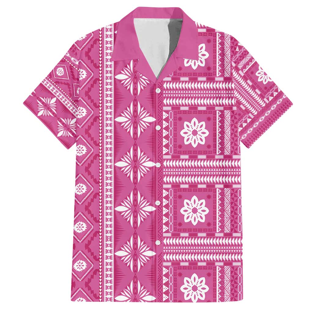 Fiji Masi All Pink Family Matching Puletasi and Hawaiian Shirt Tapa Pattern - Polynesian Pride