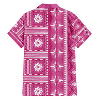 Fiji Masi All Pink Family Matching Short Sleeve Bodycon Dress and Hawaiian Shirt Tapa Pattern - Polynesian Pride