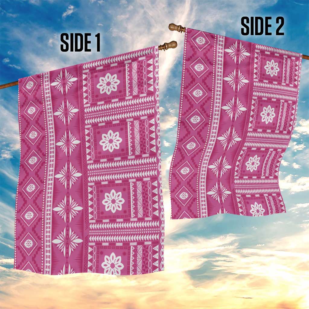 Fiji Masi All Pink Garden Flag Tapa Pattern - Polynesian Pride