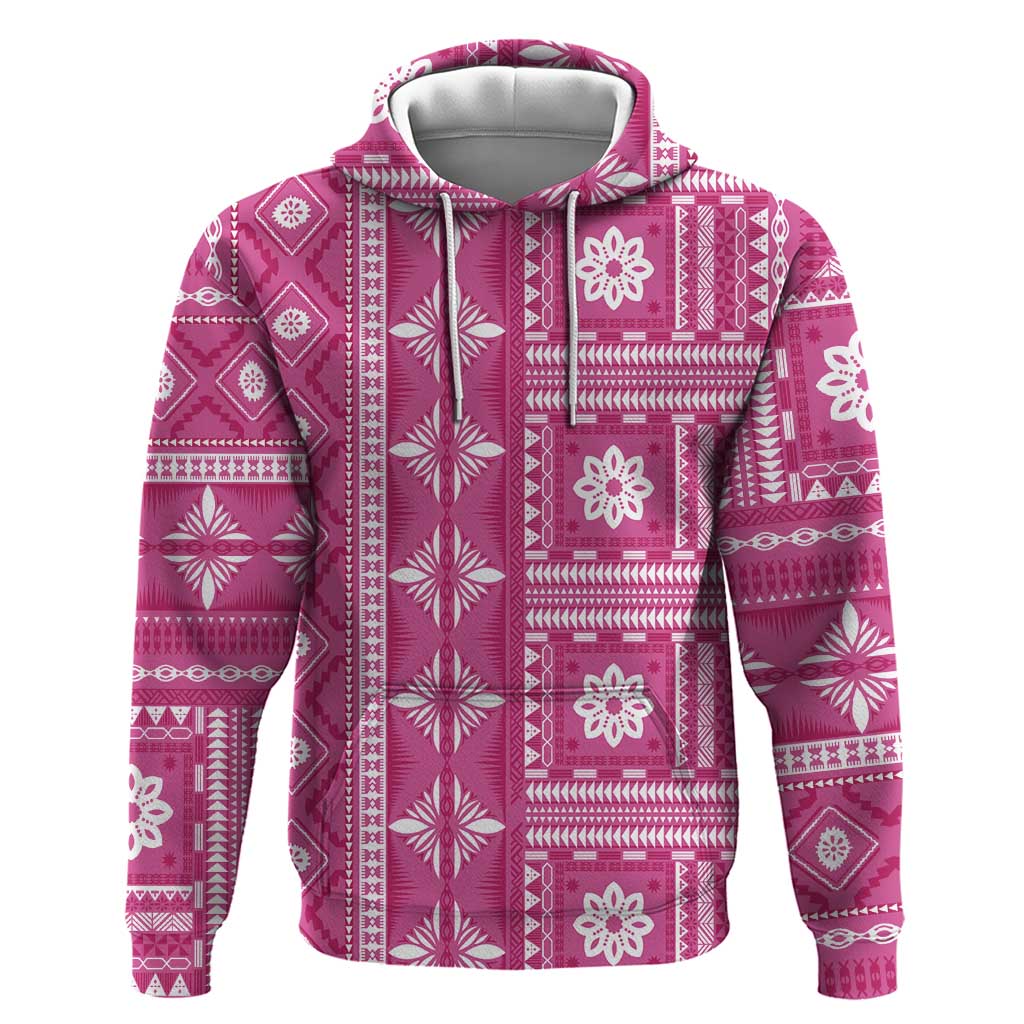 Fiji Masi All Pink Hoodie Tapa Pattern - Polynesian Pride