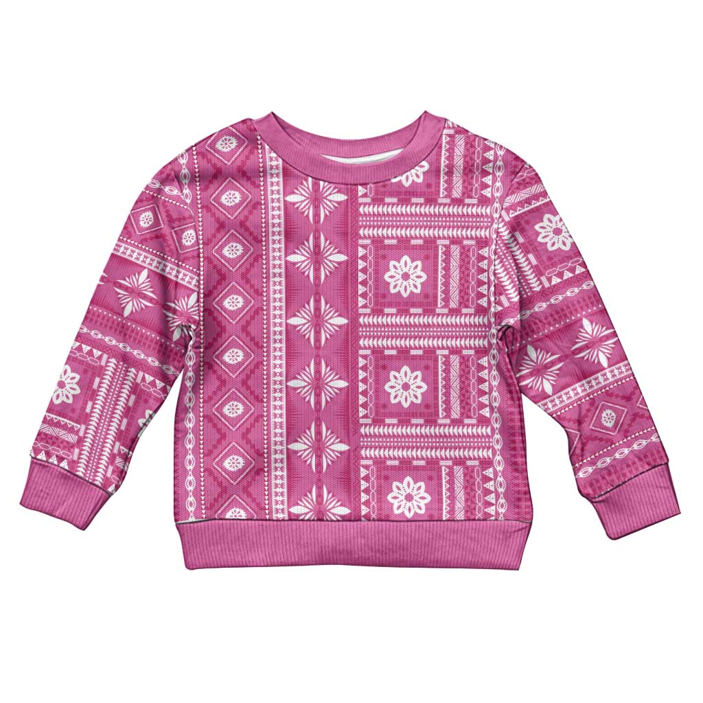 Fiji Masi All Pink Kid Ugly Christmas Sweater Tapa Pattern - Polynesian Pride