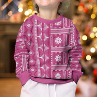 Fiji Masi All Pink Kid Ugly Christmas Sweater Tapa Pattern - Polynesian Pride