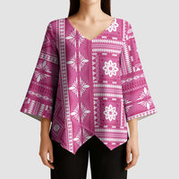 Fiji Masi All Pink Kimono Sleeve Blouse Tapa Pattern - Polynesian Pride