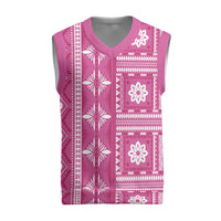 Fiji Masi All Pink Christmas Knitted V-Neck Vest Tapa Pattern - Polynesian Pride