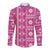 Fiji Masi All Pink Long Sleeve Button Shirt Tapa Pattern - Polynesian Pride