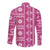 Fiji Masi All Pink Long Sleeve Button Shirt Tapa Pattern - Polynesian Pride