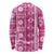 Fiji Masi All Pink Long Sleeve Shirt Tapa Pattern - Polynesian Pride
