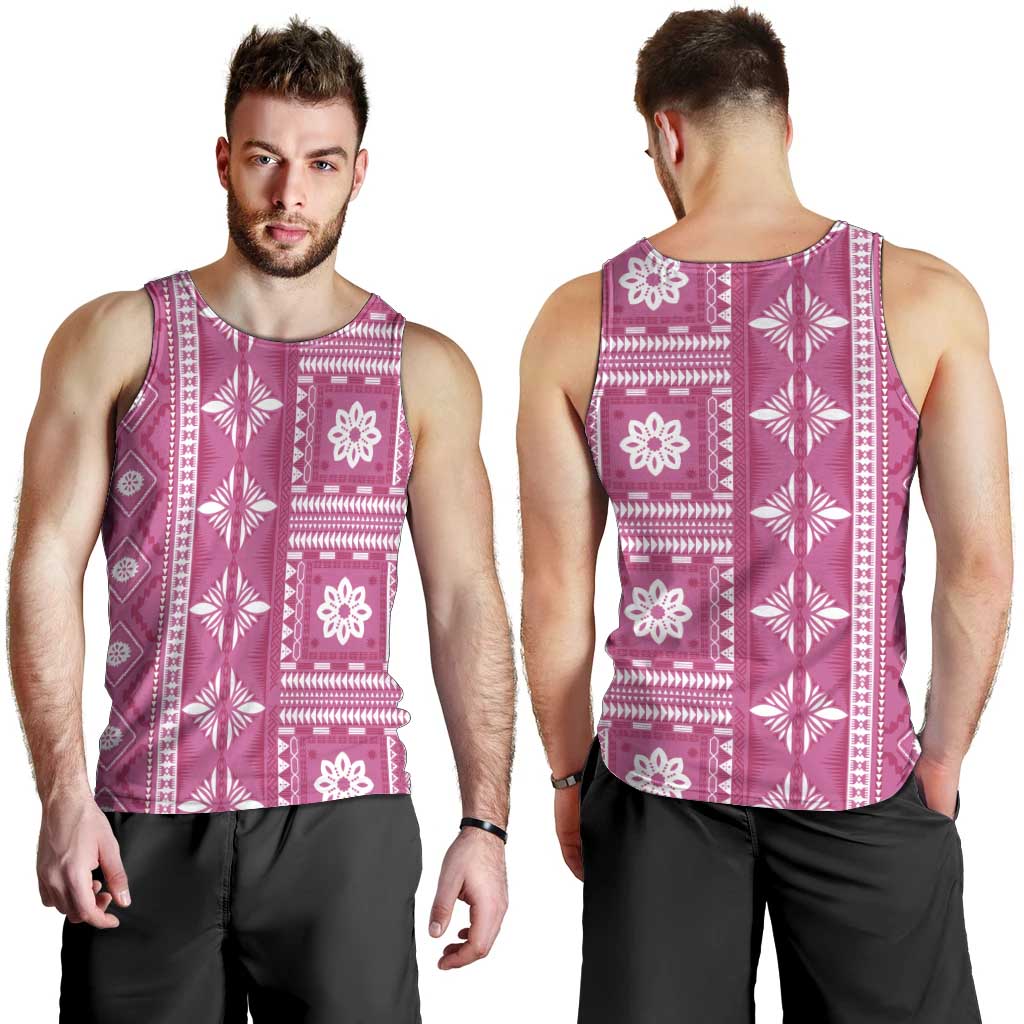 Fiji Masi All Pink Men Tank Top Tapa Pattern - Polynesian Pride