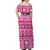 Fiji Masi All Pink Off Shoulder Maxi Dress Tapa Pattern - Polynesian Pride