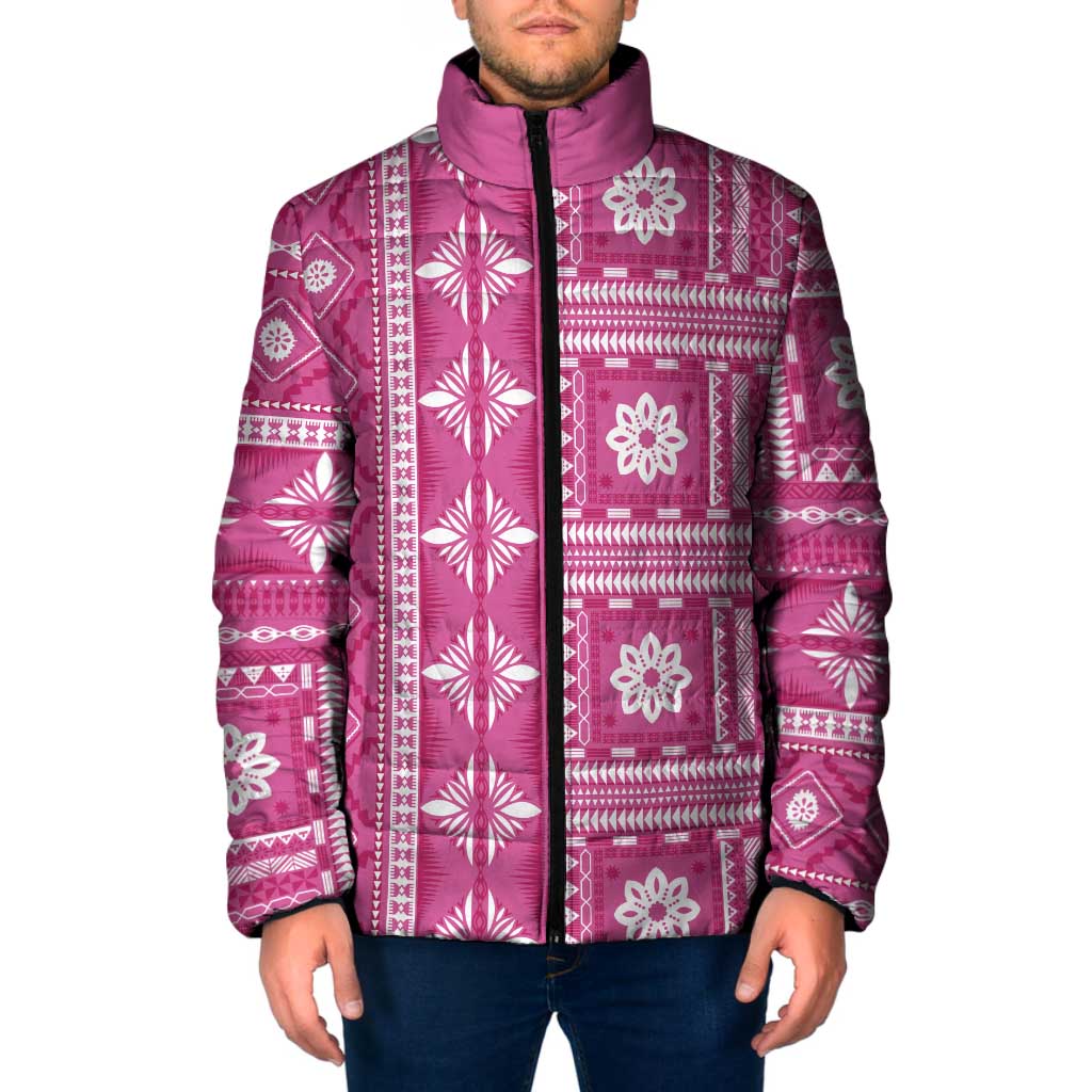 Fiji Masi All Pink Padded Jacket Tapa Pattern - Polynesian Pride