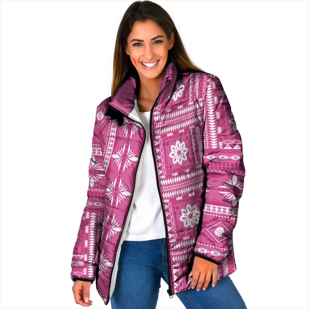 Fiji Masi All Pink Padded Jacket Tapa Pattern - Polynesian Pride