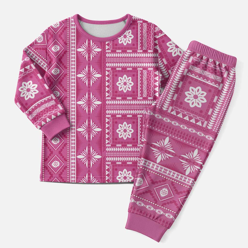 Fiji Masi All Pink Christmas Pajama Set Tapa Pattern - Polynesian Pride