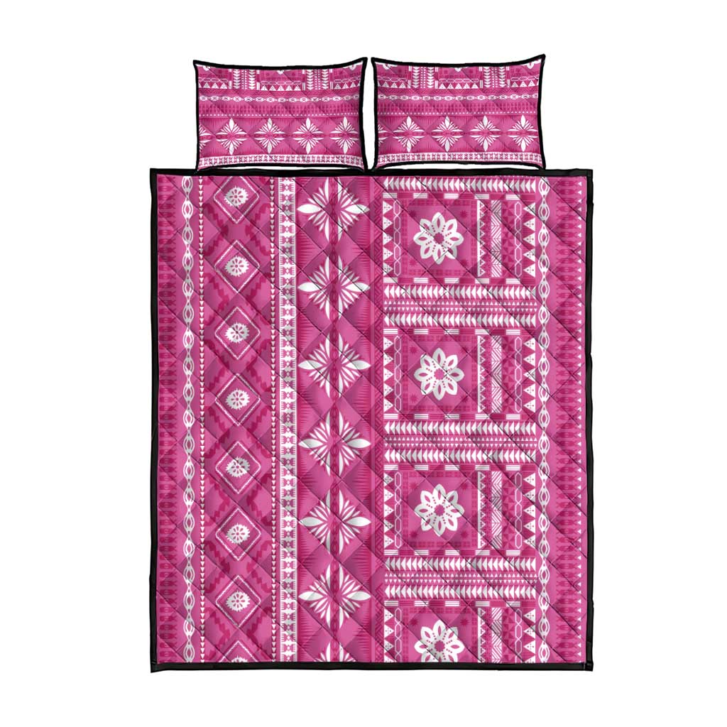 Fiji Masi All Pink Quilt Bed Set Tapa Pattern - Polynesian Pride