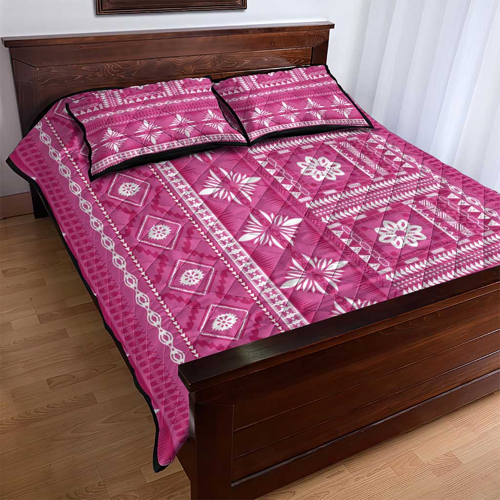 Fiji Masi All Pink Quilt Bed Set Tapa Pattern - Polynesian Pride