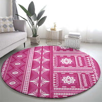Fiji Masi All Pink Round Carpet Tapa Pattern - Polynesian Pride