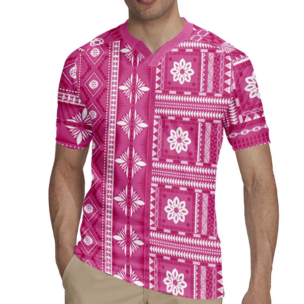 Fiji Masi All Pink Rugby Jersey Tapa Pattern - Polynesian Pride