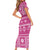 Fiji Masi All Pink Short Sleeve Bodycon Dress Tapa Pattern - Polynesian Pride
