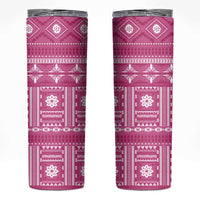 Fiji Masi All Pink Skinny Tumbler Tapa Pattern - Polynesian Pride