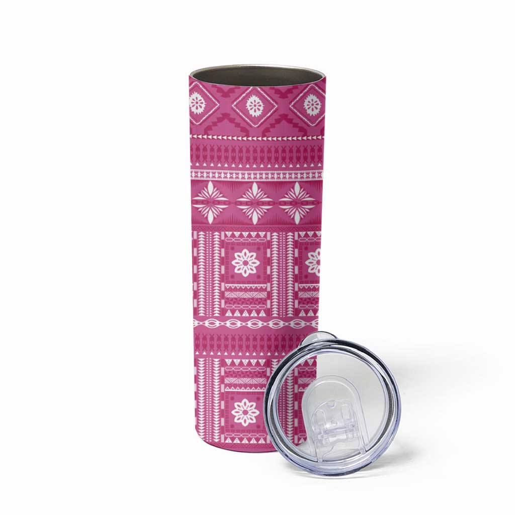 Fiji Masi All Pink Skinny Tumbler Tapa Pattern - Polynesian Pride