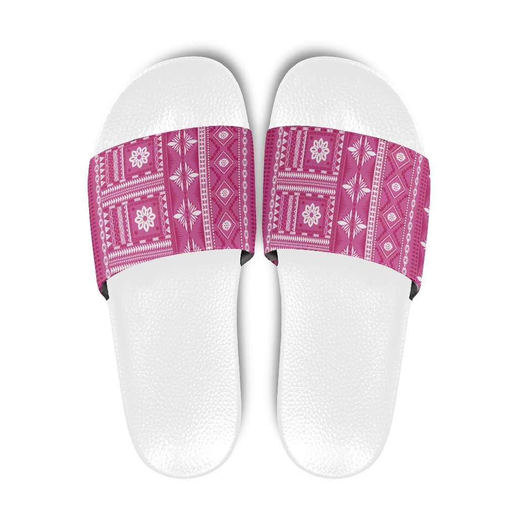 Fiji Masi All Pink Slide Sandals Tapa Pattern - Polynesian Pride