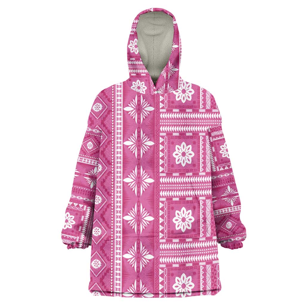 Fiji Masi All Pink Wearable Blanket Hoodie Tapa Pattern - Polynesian Pride