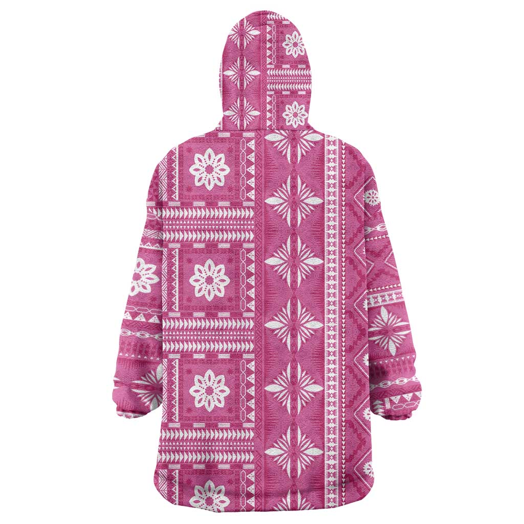 Fiji Masi All Pink Wearable Blanket Hoodie Tapa Pattern - Polynesian Pride