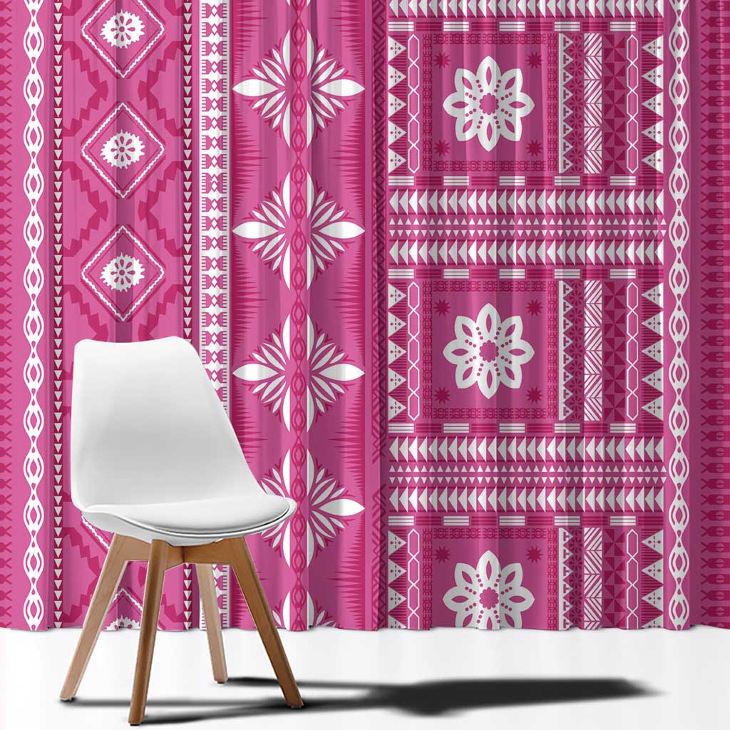 Fiji Masi All Pink Window Curtain Tapa Pattern - Polynesian Pride