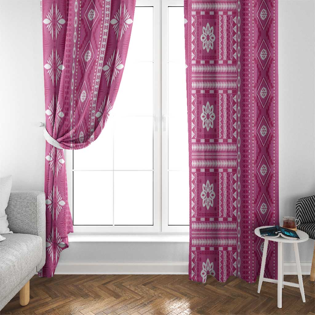 Fiji Masi All Pink Window Curtain Tapa Pattern - Polynesian Pride