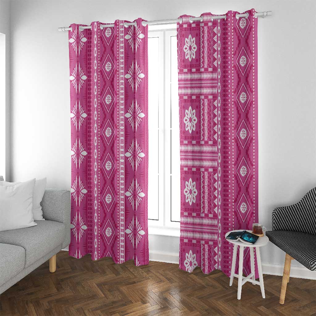 Fiji Masi All Pink Window Curtain Tapa Pattern - Polynesian Pride