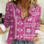 Fiji Masi All Pink Women Casual Shirt Tapa Pattern - Polynesian Pride