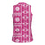 Fiji Masi All Pink Women Sleeveless Polo Shirt Tapa Pattern - Polynesian Pride