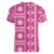 Fiji Masi All Pink Women V-Neck T-Shirt Tapa Pattern - Polynesian Pride