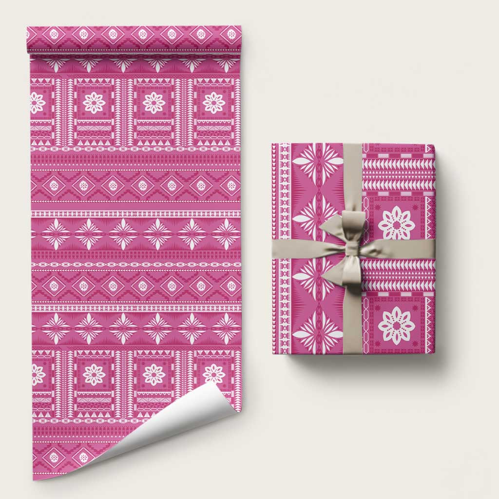 Fiji Masi All Pink Wrapping Paper Tapa Pattern - Polynesian Pride