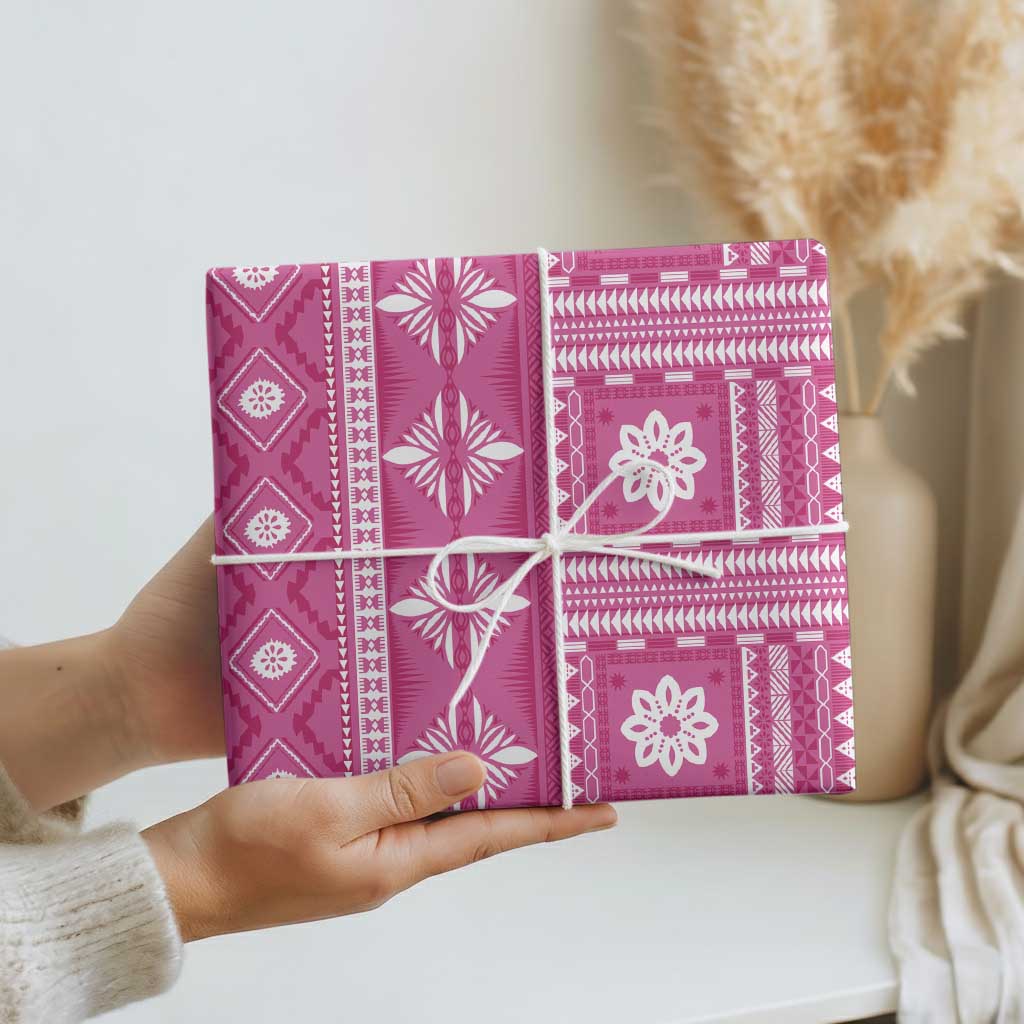 Fiji Masi All Pink Wrapping Paper Tapa Pattern - Polynesian Pride