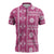 Fiji Masi All Pink Zipper Polo Shirt Tapa Pattern - Polynesian Pride