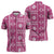 Fiji Masi All Pink Zipper Polo Shirt Tapa Pattern - Polynesian Pride