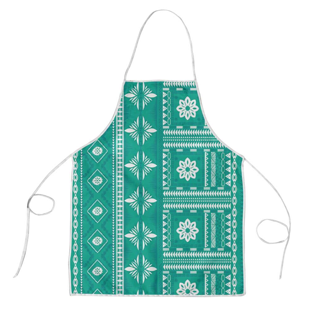 Fiji Masi All Teal Apron Tapa Pattern - Polynesian Pride