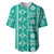 Fiji Masi All Teal Baseball Jersey Tapa Pattern - Polynesian Pride