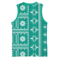 Fiji Masi All Teal Basketball Jersey Tapa Pattern - Polynesian Pride