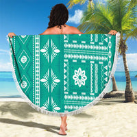 Fiji Masi All Teal Beach Blanket Tapa Pattern - Polynesian Pride