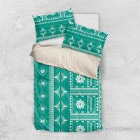 Fiji Masi All Teal Bedding Set Tapa Pattern - Polynesian Pride