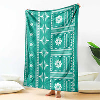 Fiji Masi All Teal Blanket Tapa Pattern - Polynesian Pride