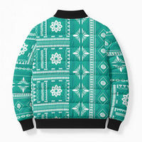 Fiji Masi All Teal Bomber Puffer Jacket Tapa Pattern - Polynesian Pride